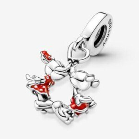 Pandora Mickey Mouse & Minnie Mouse Kissing Dangle Charm - Picture 4 of 5